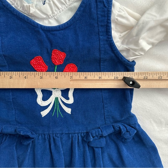Vintage Animations Shirt & Blue Corduroy Dress Set Embroidered Flowers Girls 3T - Picture 4 of 10